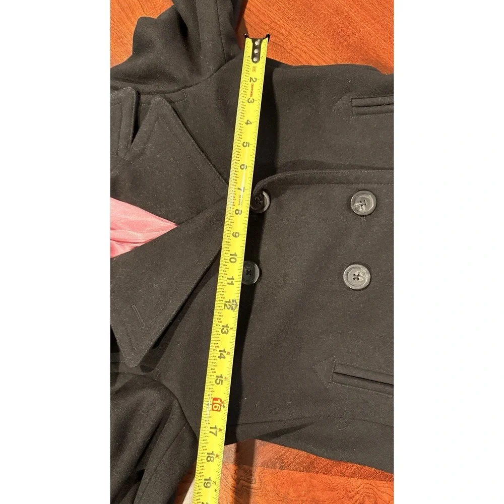 GAP‎ Y2K Black Wool Peacoat Jacket Womens Small Pink Lined Double Breasted